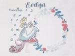 DNland Alice in Movie Wonderland Milestone Baby Blanket, Customized Alice Cheshire Cat Fleece Blanket, Baby Shower Gift, Keepsake Gift - Image 3