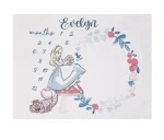 DNland Alice in Movie Wonderland Milestone Baby Blanket, Customized Alice Cheshire Cat Fleece Blanket, Baby Shower Gift, Keepsake Gift