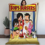 Bob's Movie Burgers Fleece Blanket, Bob, Tina and Louise Belcher Family Blanket For Bed, Couch, Sofa, Christmas Gifts, Birthday Gifts