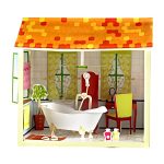 PaperCraft kit Dollhouse Bathroom miniature 3d paper model crafting kit colored textured PDF plans to DIY paper craft template for hobby
