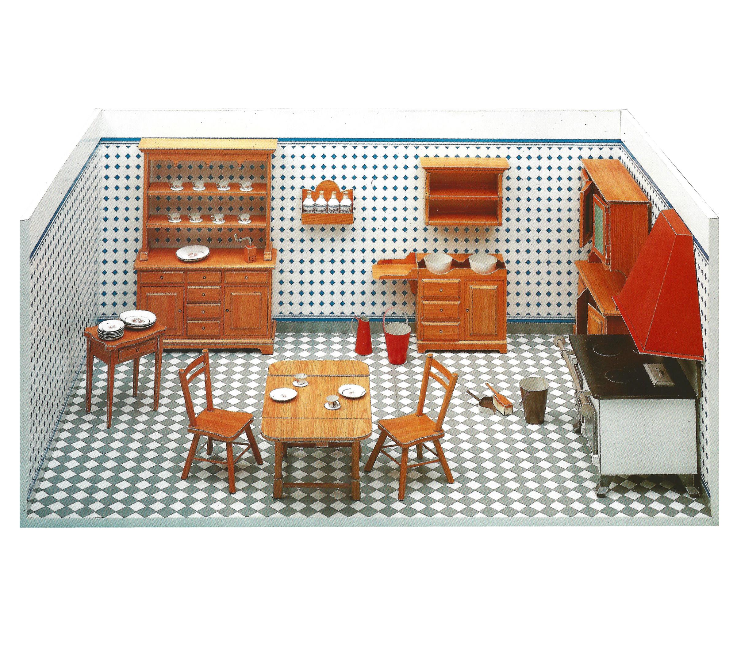 il_fullxfull.7010702673_byfq.jpg PaperCraft kit Dollhouse Kitchen miniature 3d paper model crafting PDF plans DIY template - Image 1