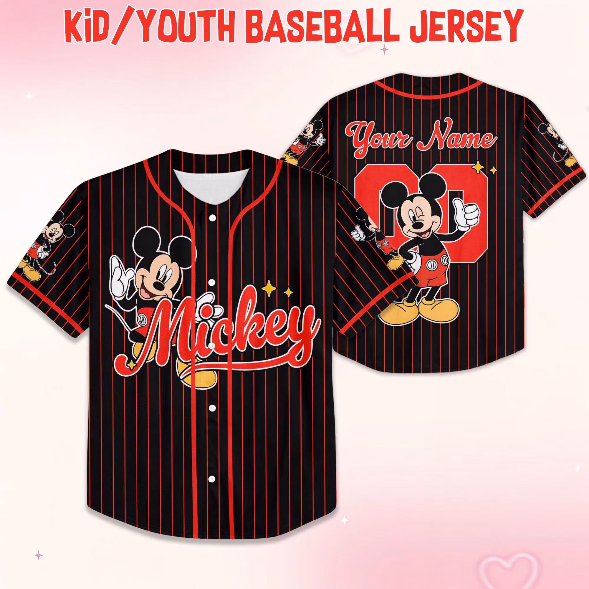 Custom Mickey Mouse Collection Baseball Jersey, Mickey Mouse Jersey, land Baseball Team Matching Outfit, Birthday Gift - Image 8