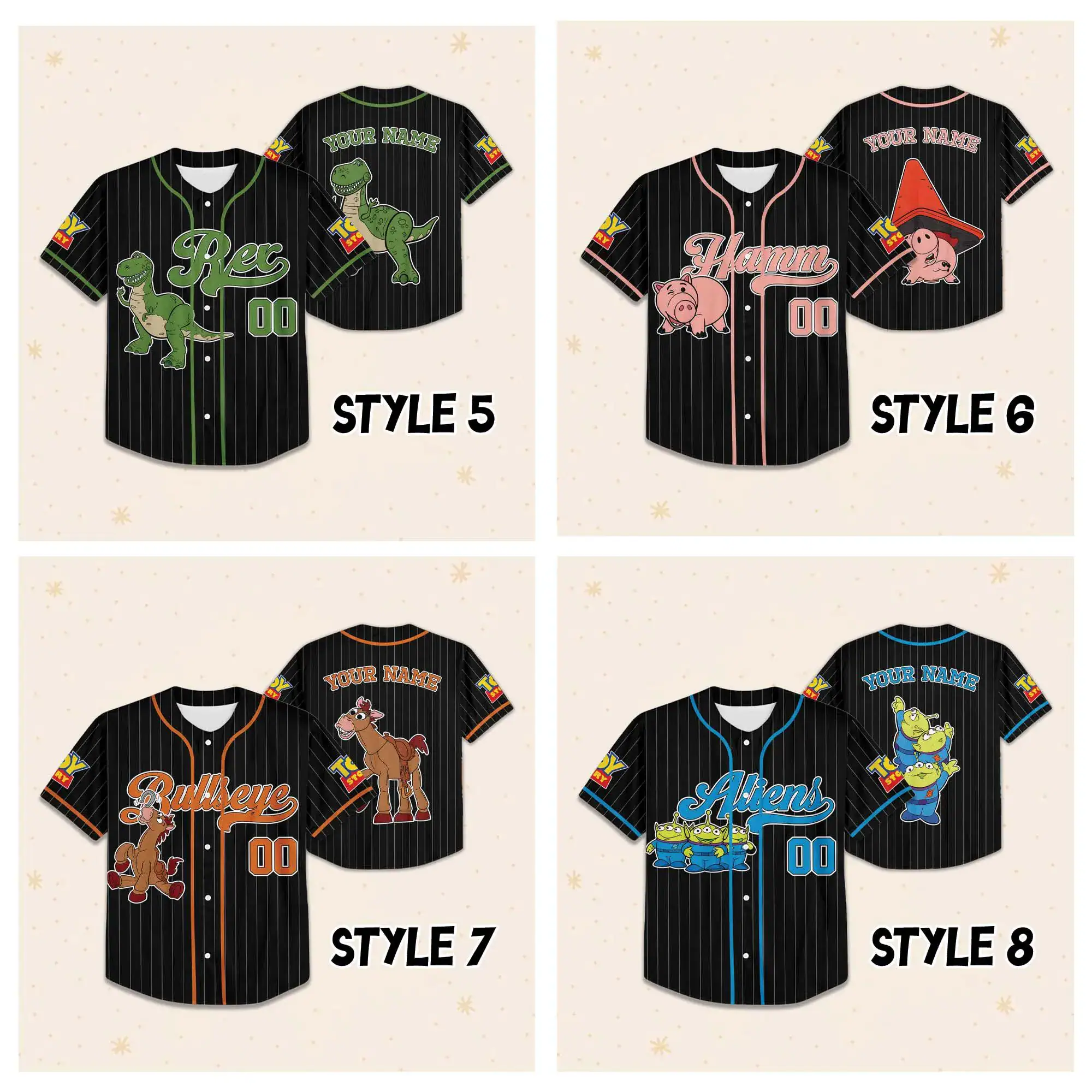 Custom Toy Story Characters Baseball Jersey, Toy Story Movie Jersey, Toy Story and Friends Birthday Funny Jersey Gifts - Image 3