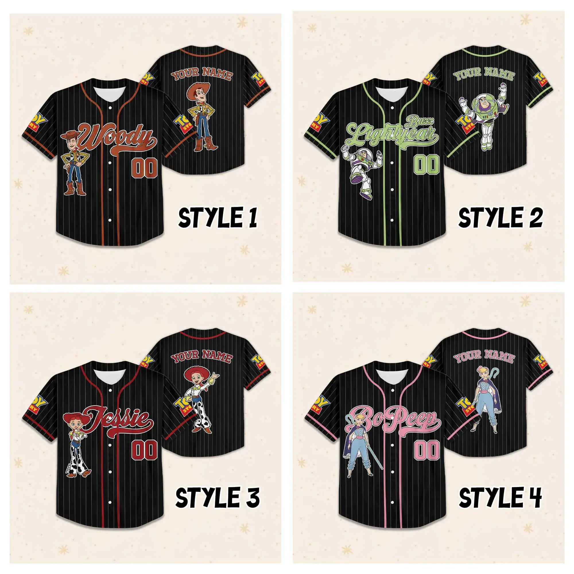 Custom Toy Story Characters Baseball Jersey, Toy Story Movie Jersey, Toy Story and Friends Birthday Funny Jersey Gifts - Image 2