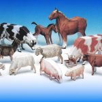 PaperCraft kit Farm animals cow goat horse pig sheep 3d paper model crafting kit PDF vector lines plans to print & DIY paper craft template
