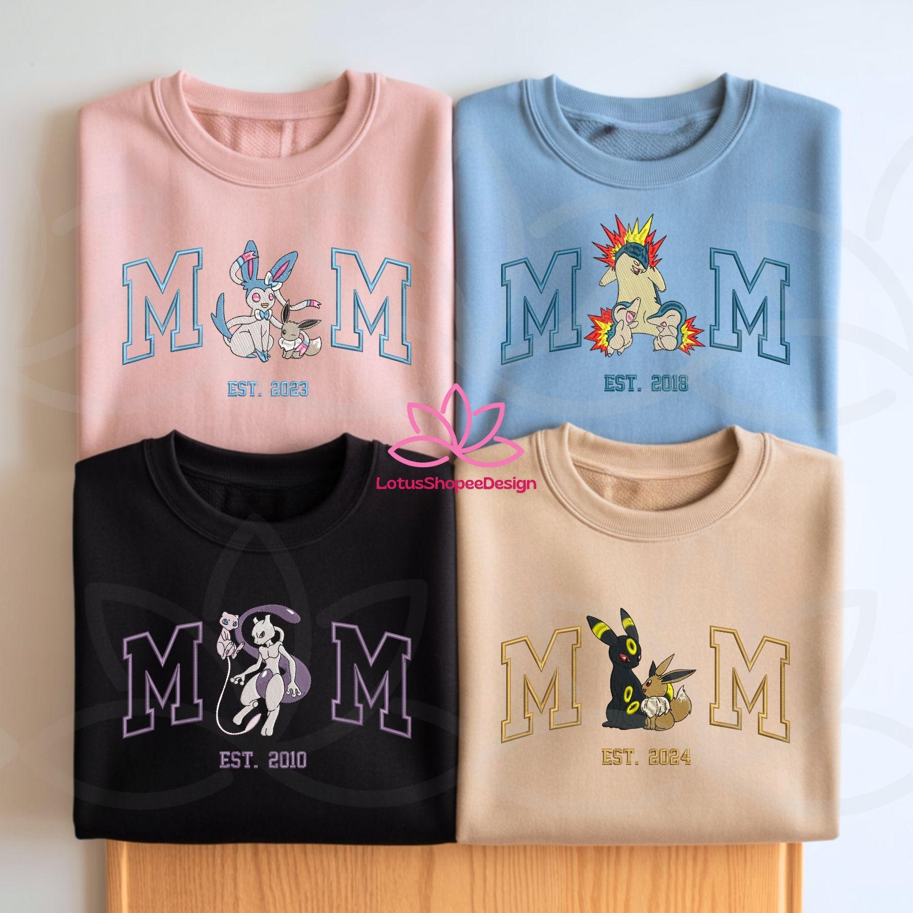 il_fullxfull.7169369324_1z34.jpg Custom PokaMom Embroidered Shirt, Persionalized Anime Characters Sweatshirt, Anime Mother's Day Gift, Birthday Gift For Mom, Pocket Beast - Image 1