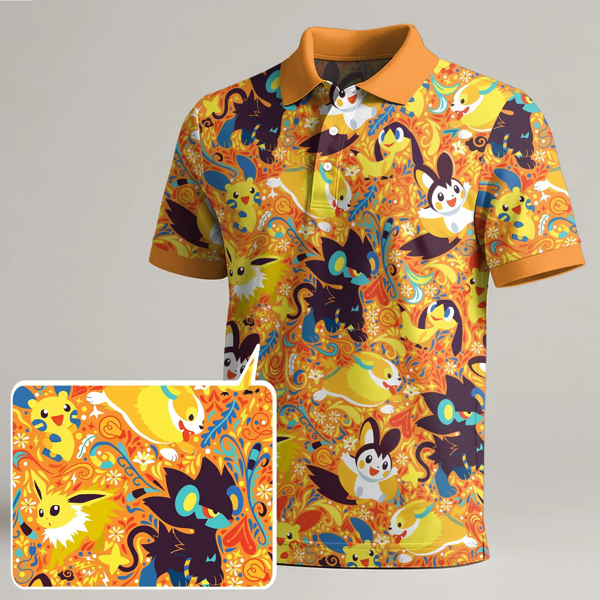 Jolteon Luxray Polo Shirt, Kawaii Jolteon Shirt, Cute Polo Shirt Pattern, Funny Summer Polo, Trendy Vintage Shirt Gift Jolteon Luxray Polo Shirt, Kawaii Jolteon Shirt, Cute Polo Shirt Pattern, Funny Summer Polo, Trendy Vintage Shirt Gift - Image 1