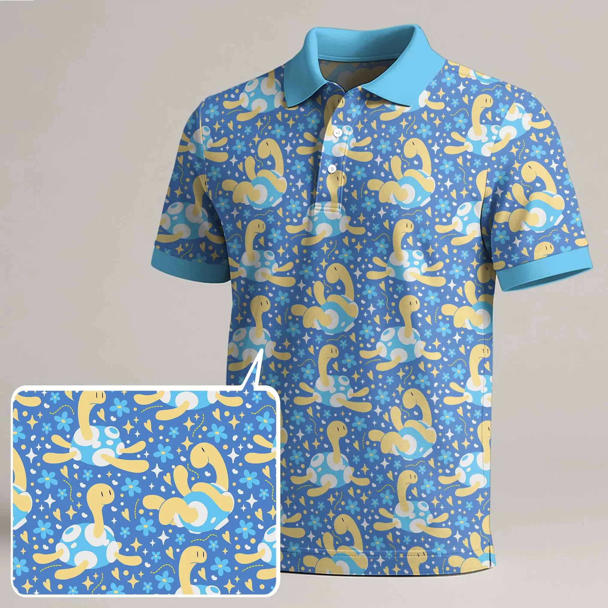 Mimikyu Jigglypuff Polo Shirt, Cute Kawaii Pattern Polo, Unisex Summer Funny Vintage Polo Shirt, Trendy Casual Outfit, Mimikyu Shirt Gifts Mimikyu Jigglypuff Polo Shirt, Cute Kawaii Pattern Polo, Unisex Summer Funny Vintage Polo Shirt, Trendy Casual Outfit, Mimikyu Shirt Gifts - Image 1