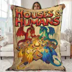 Dungeons And Dragons DnD Fleece Blanket Gift For Gamer, Houses and Humans D&D Blanket, Board Game Throw Blanket For Bed Coach, Sofa