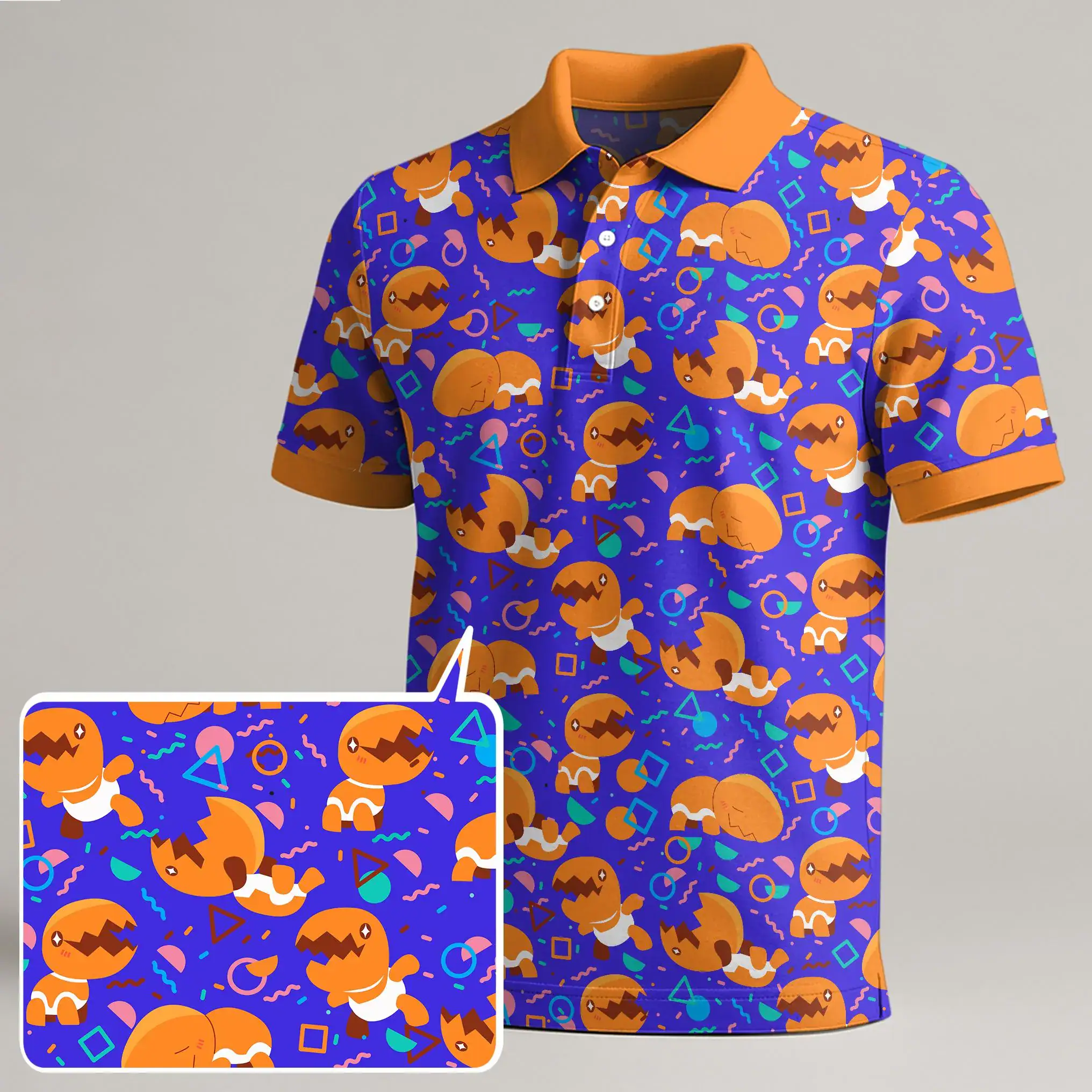 Trapinch Polo Shirt, Cute Orange Ant Pattern Shirt, Kawaii Summer Polo, Funny Trendy Shirt, Trapinch Gift