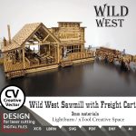 Laser files for cutting Wild West Sawmill with Freight Cart | SVG | LBRN | XCS | for miniatures from 28mm up to 34mm | 1:56 | Lightburn - Image 12