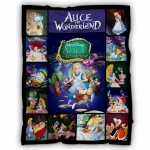 Alice In Wonderland Vintage Fleece Blanket, Retro DNland Alice Cheshire 75th Anniversary Blanket Gift for Him, Her, Kid, Film Fans