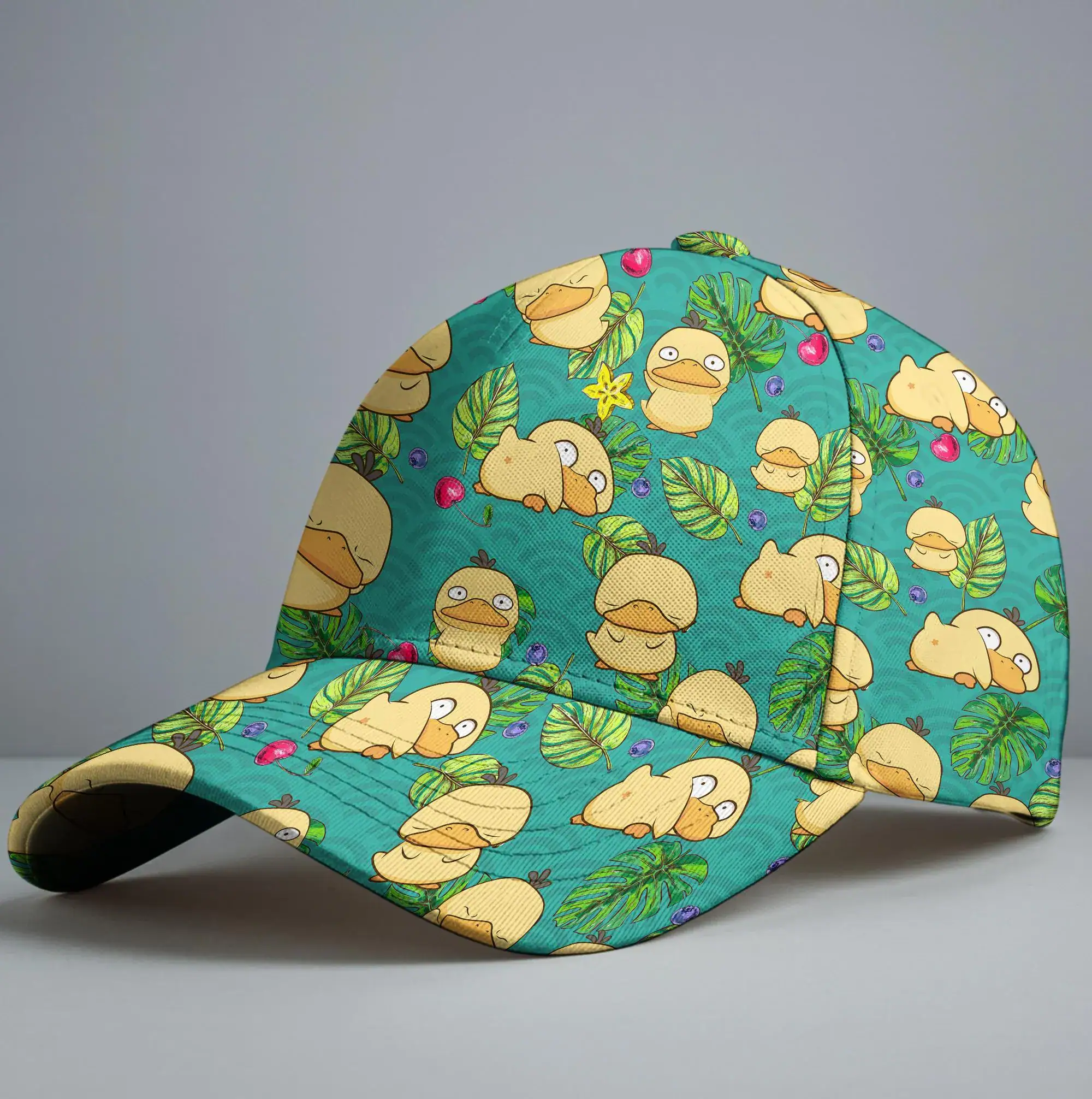 Psyduck Baseball Cap, Cute Tropical Psyduck Art Summer Adjustable Hat, Fun Psyduck Hat Gift