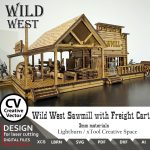 Laser files for cutting Wild West Sawmill with Freight Cart | SVG | LBRN | XCS | for miniatures from 28mm up to 34mm | 1:56 | Lightburn