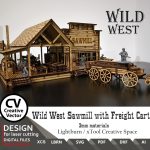 Laser files for cutting Wild West Sawmill with Freight Cart | SVG | LBRN | XCS | for miniatures from 28mm up to 34mm | 1:56 | Lightburn - Image 8