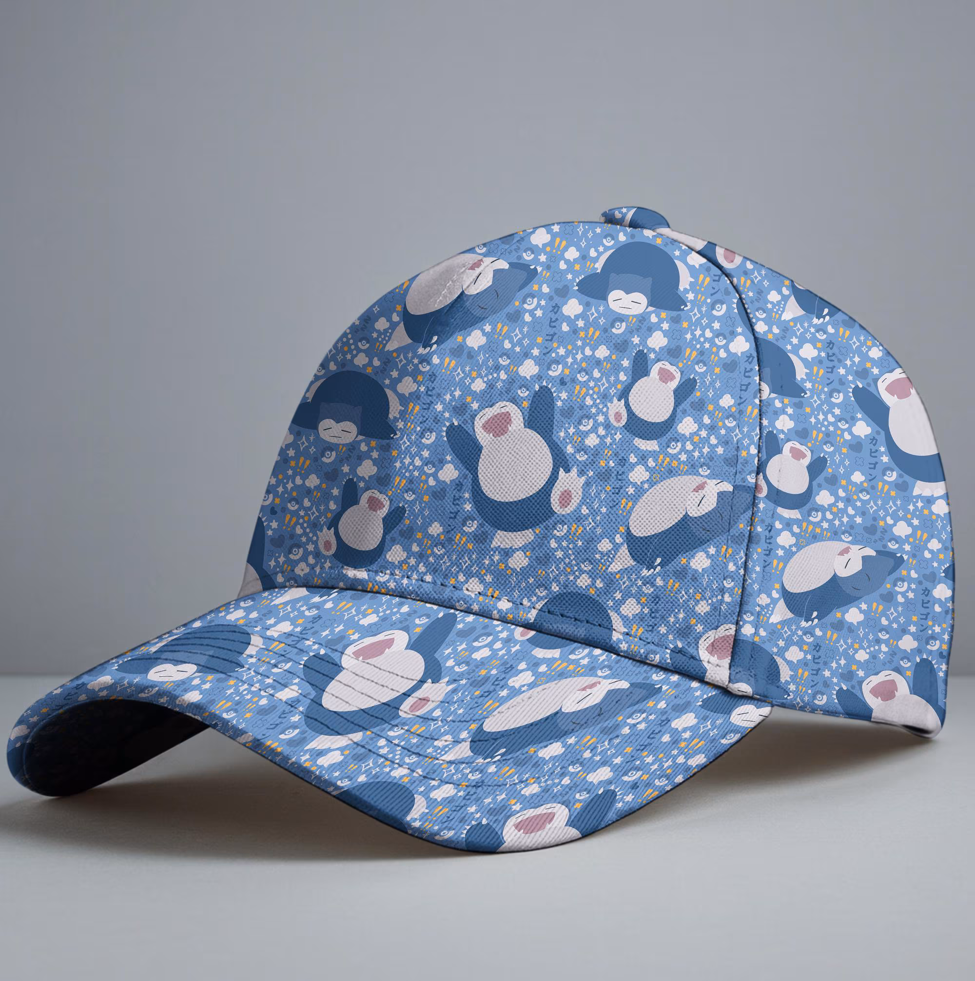 Snorlax Baseball Cap, Cute Sleeping Pattern Hat, Relaxed Blue Kawaii Cap, Lazy Day Summer Hat Gift for Fans