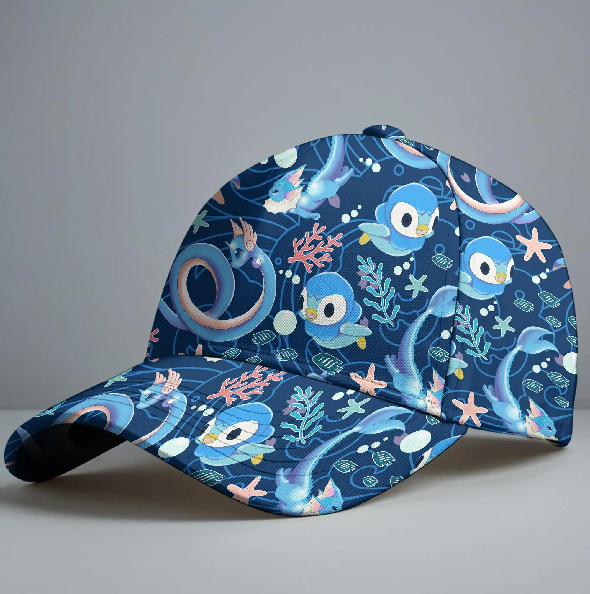 Piplup Baseball Cap, Cute Ocean Penguin Pattern Hat, Blue Sea Creatures Design, Summer Outdoor Style, Piplup Hat Gift