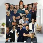 Derek Shepherd Wool Fleece Throw Blankets, Grey's Anatomy TV Shows Blanket for Sofa Bed Home Decoration, Cozy Plush Blanket Gift For Fans