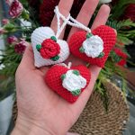 Crochet keychain pattern, Crochet heart pattern with flowers, Crochet flower pattern, Crochet Valentines day ornament, Crocget decorations - Image 13