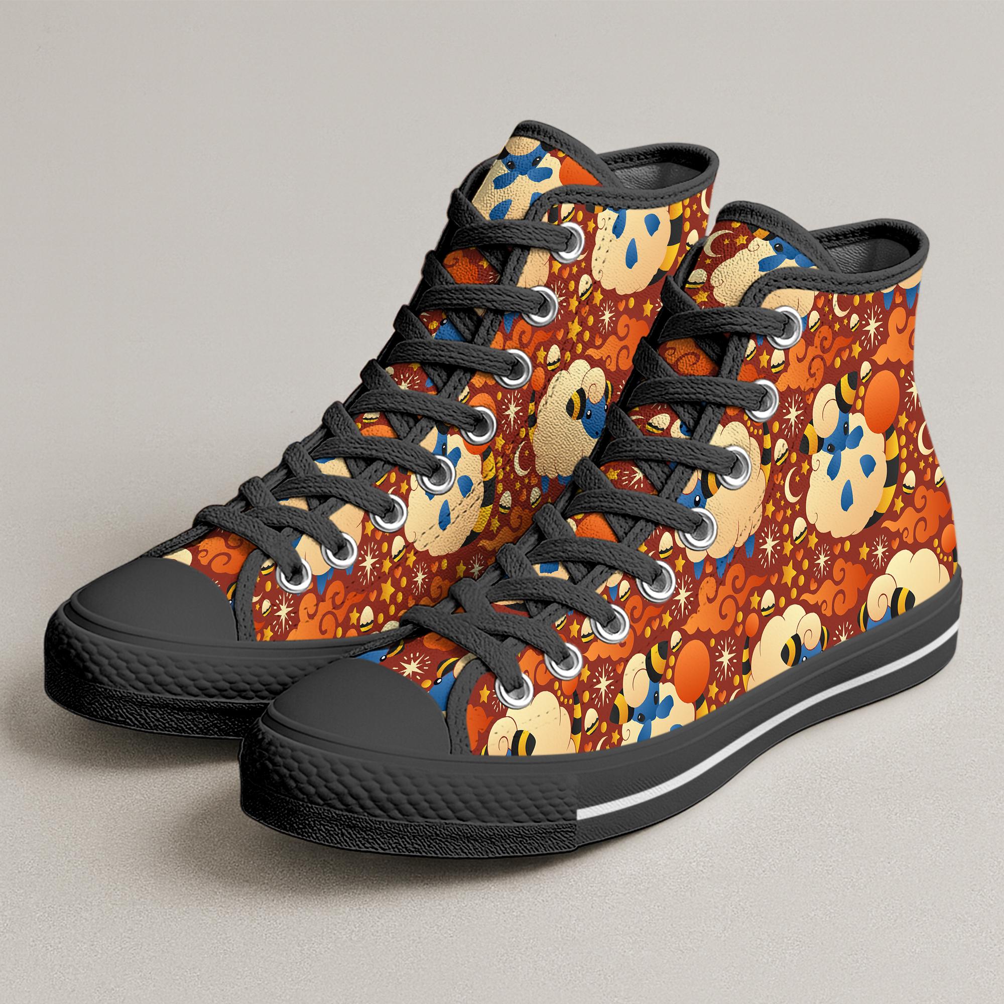 Mareep High Top Canvas Shoes, Cute Kawaii Sheep Anime Sneakers, Colorful Pattern Canvas Shoes, Mareep Shoes Gift Mareep High Top Canvas Shoes, Cute Kawaii Sheep Anime Sneakers, Colorful Pattern Canvas Shoes, Mareep Shoes Gift - Image 1