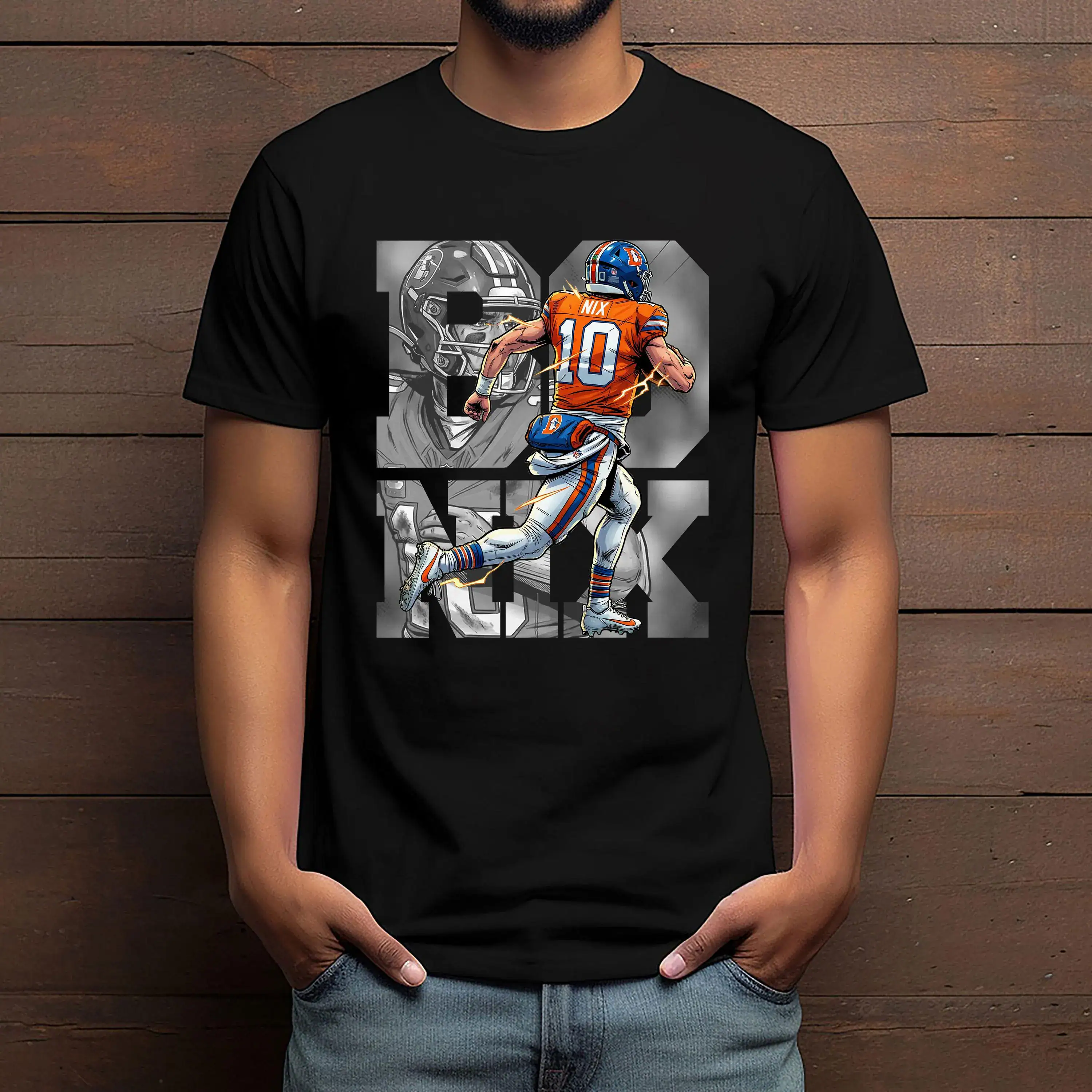 Football Player Shirt Design: Bo Nix Comic T-Shirt - Image 3