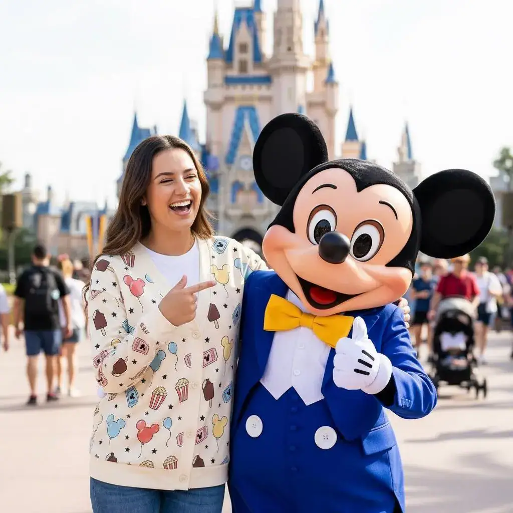 DN Mickey Snack Printed Cardigan, Mickey Ice Cream Cardigan, DNland Trip Outfit, Mickey Balloon Shirt, DN Park Food Cardigan - Image 2