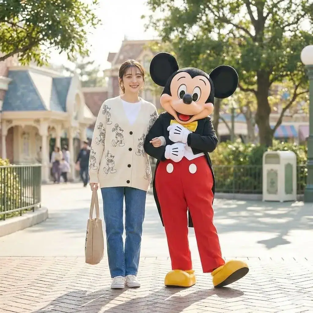 Mickey Mouse Cardigan, Vintage Sketch Mickey Sweater, Cute DN Cartoon Knit, Classic Mickey Outfit - Image 3
