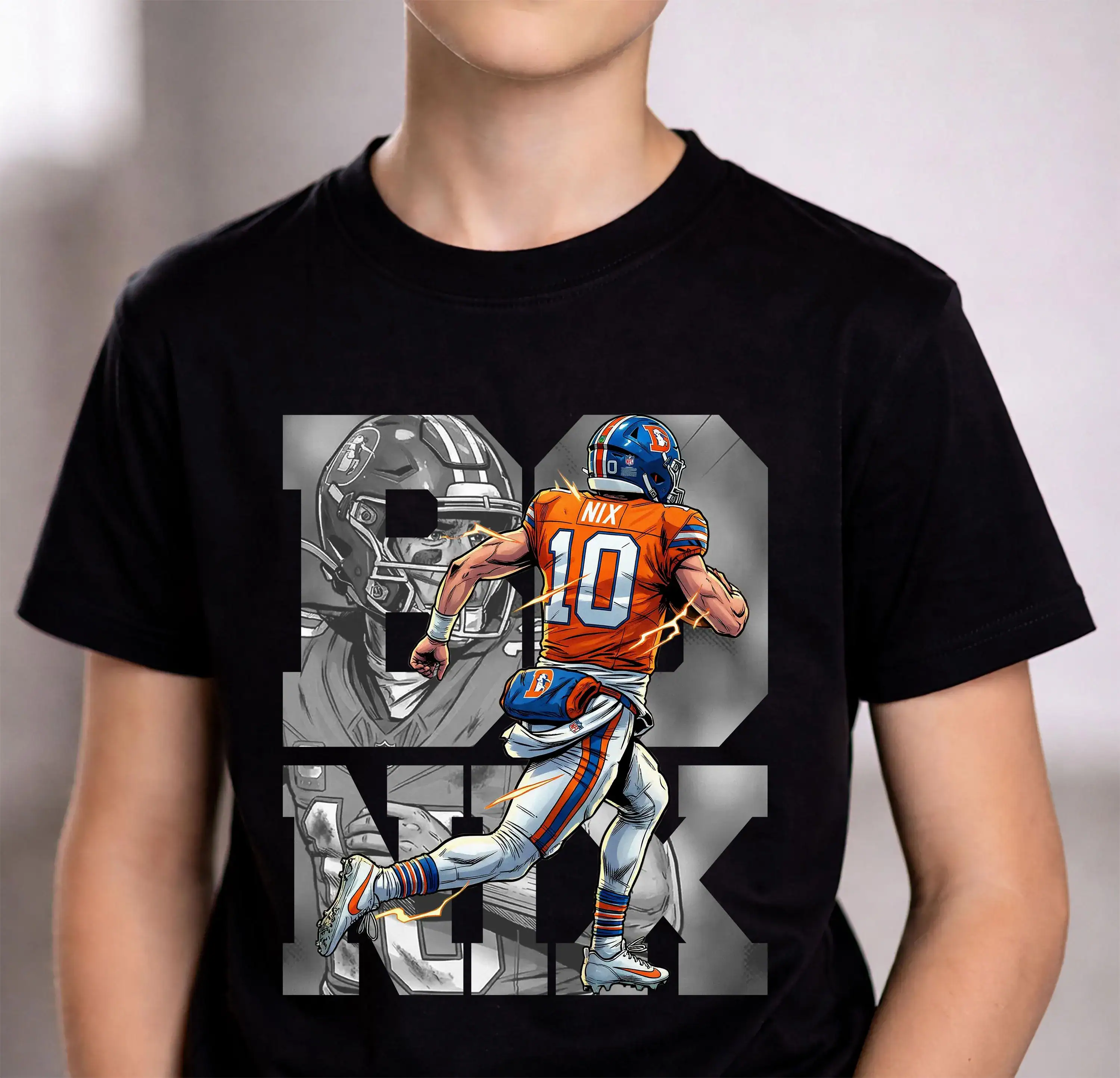 Football Player Shirt Design: Bo Nix Comic T-Shirt - Image 4