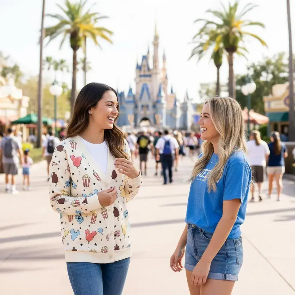 DN Mickey Snack Printed Cardigan, Mickey Ice Cream Cardigan, DNland Trip Outfit, Mickey Balloon Shirt, DN Park Food Cardigan - Image 3
