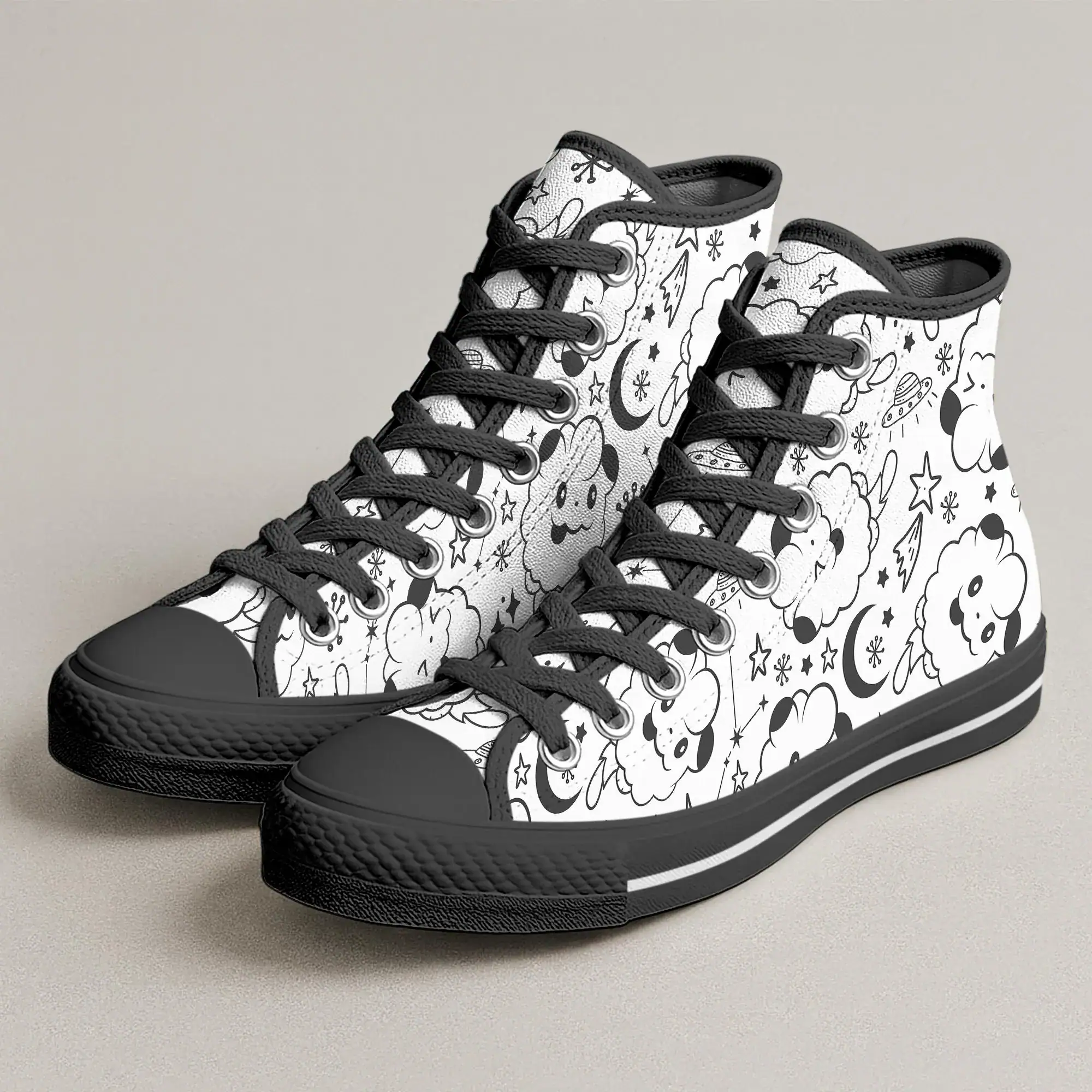 Swirlix High Top Canvas Shoes, Cute Swirlix Pattern Sneakers, Anime Style Canvas Shoes, Unisex Casual, Swirlix Shoes Gifts