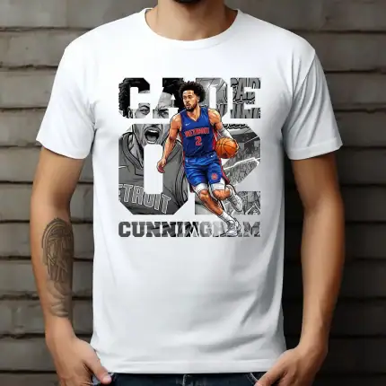 Basketball Player Shirt Design: Cade Cunningham Comic T-Shirt - Image 4