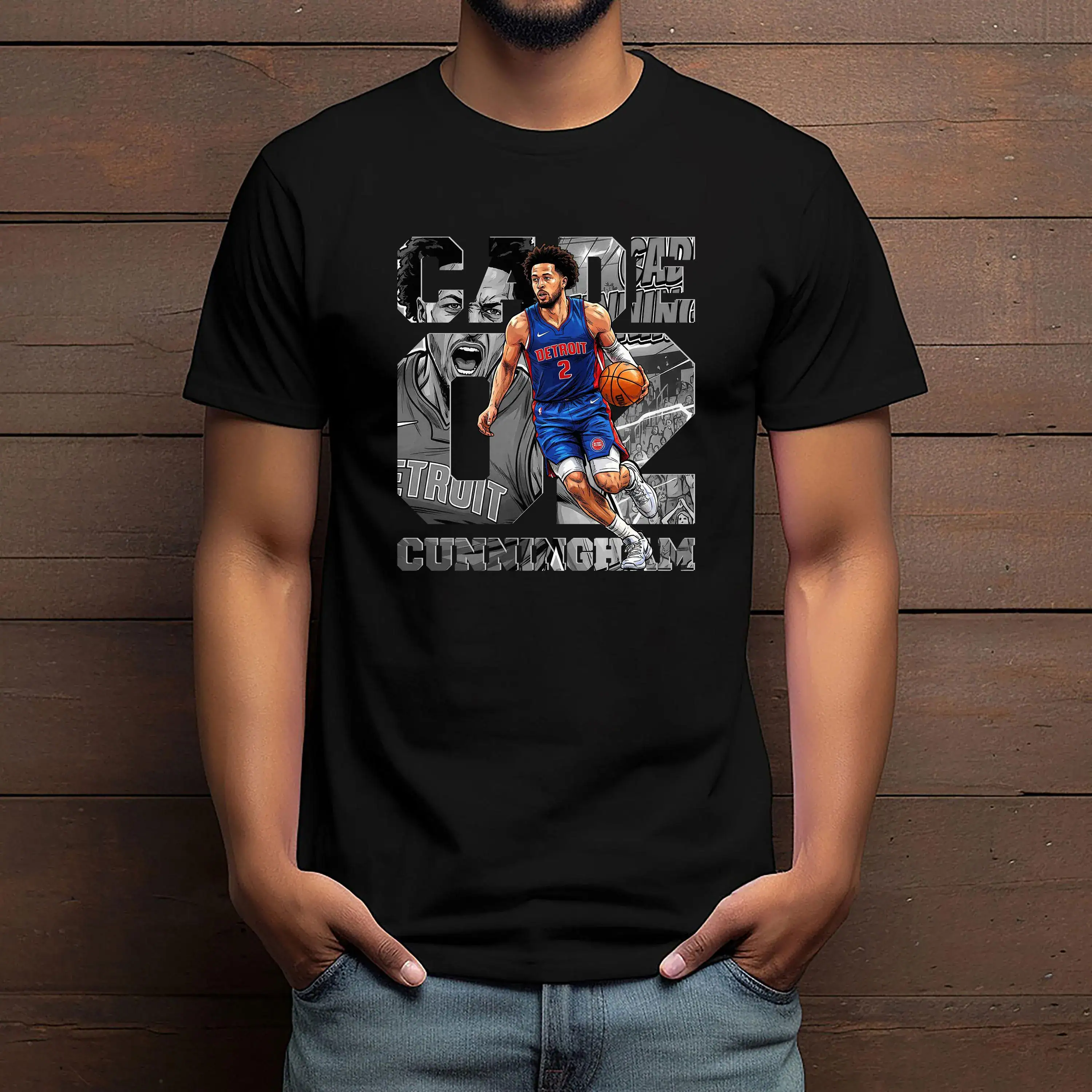 Basketball Player Shirt Design: Cade Cunningham Comic T-Shirt - Image 3
