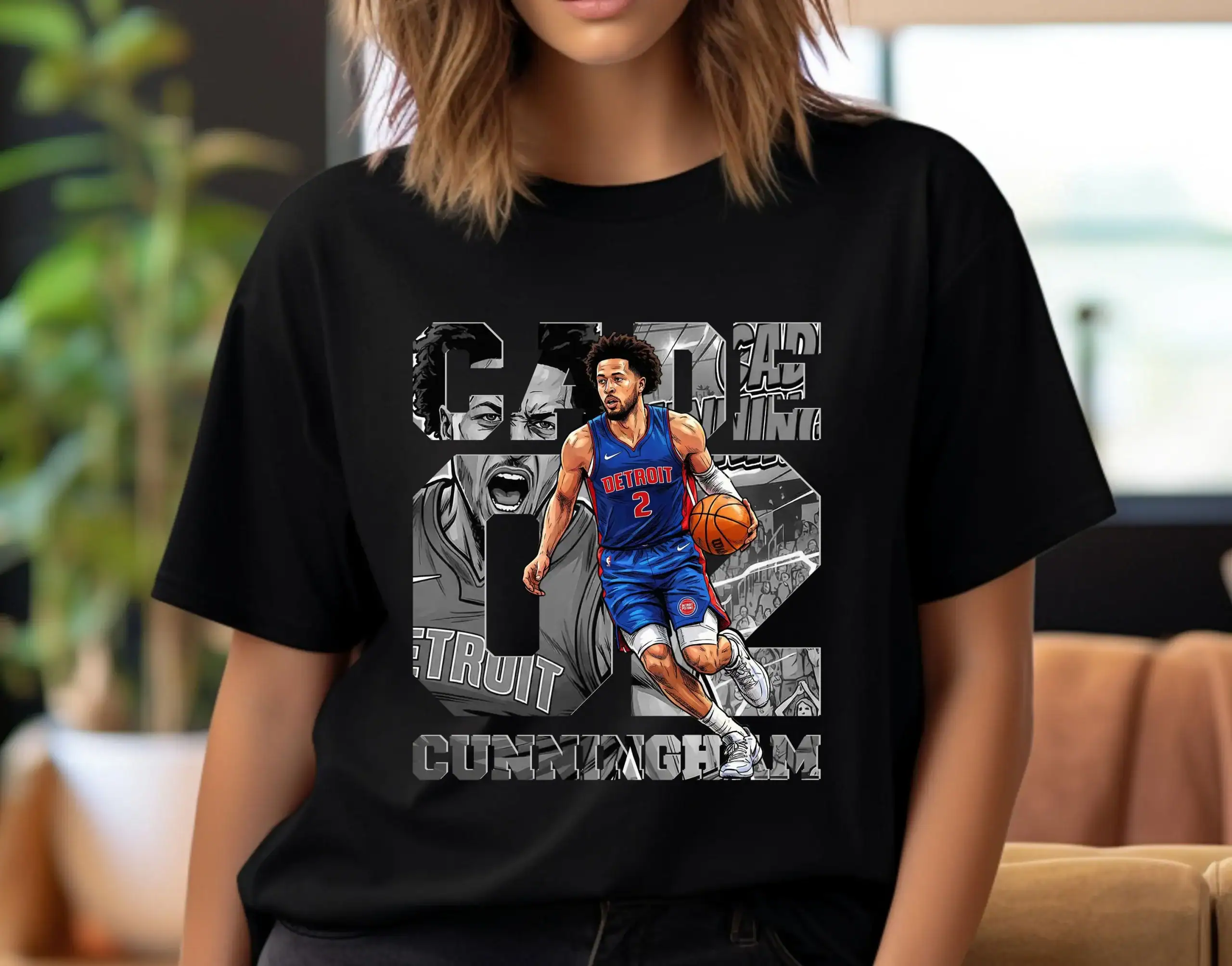 Basketball Player Shirt Design: Cade Cunningham Comic T-Shirt Basketball Player Shirt Design: Cade Cunningham Comic T-Shirt - Image 1