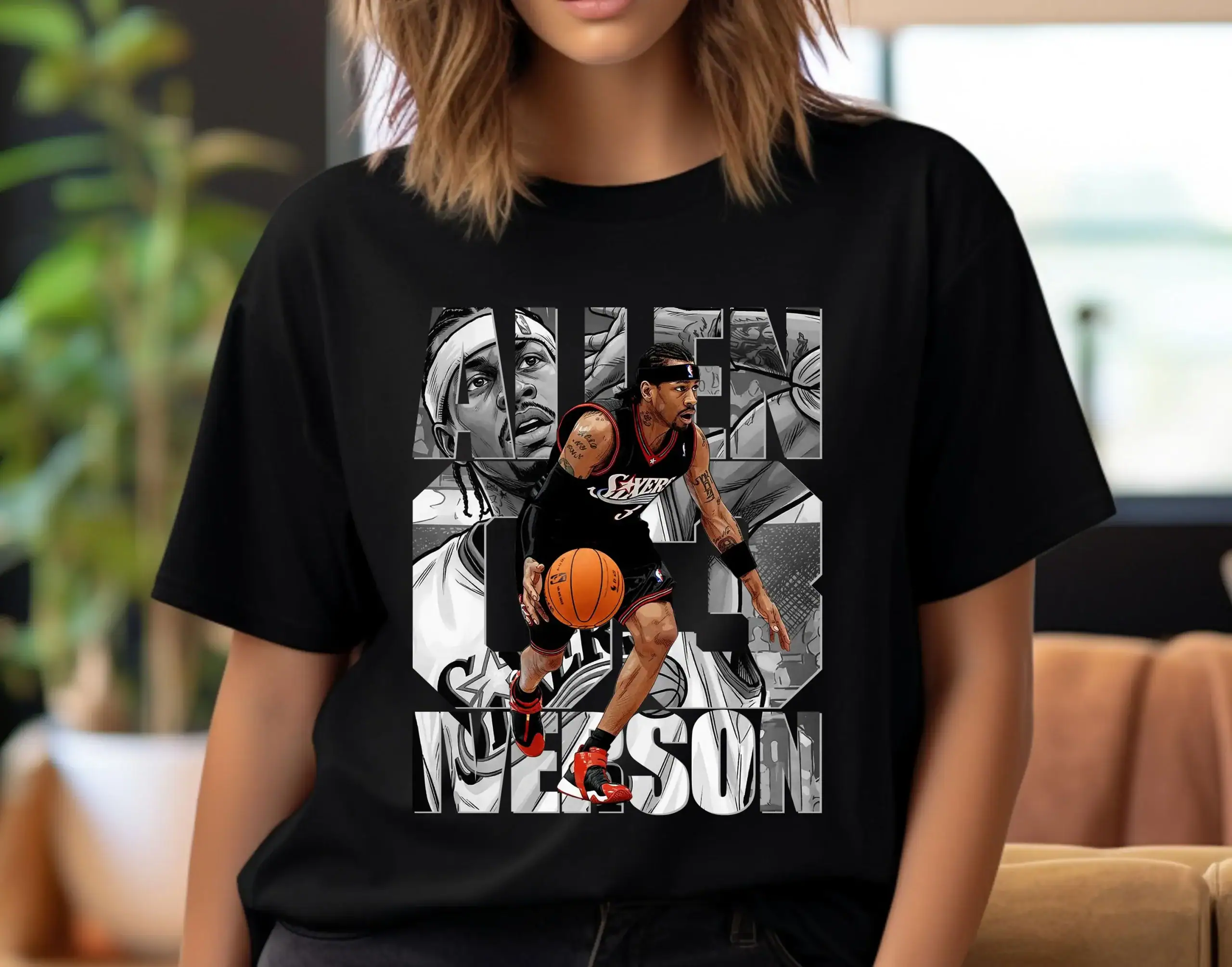 Iverson Comic Shirt Design, Basketball Player Graphic Tee