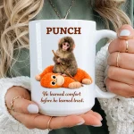 Punch Monkey Mug – Motivational Resilience Gift, Positive Message Mug with Plush Toy Art