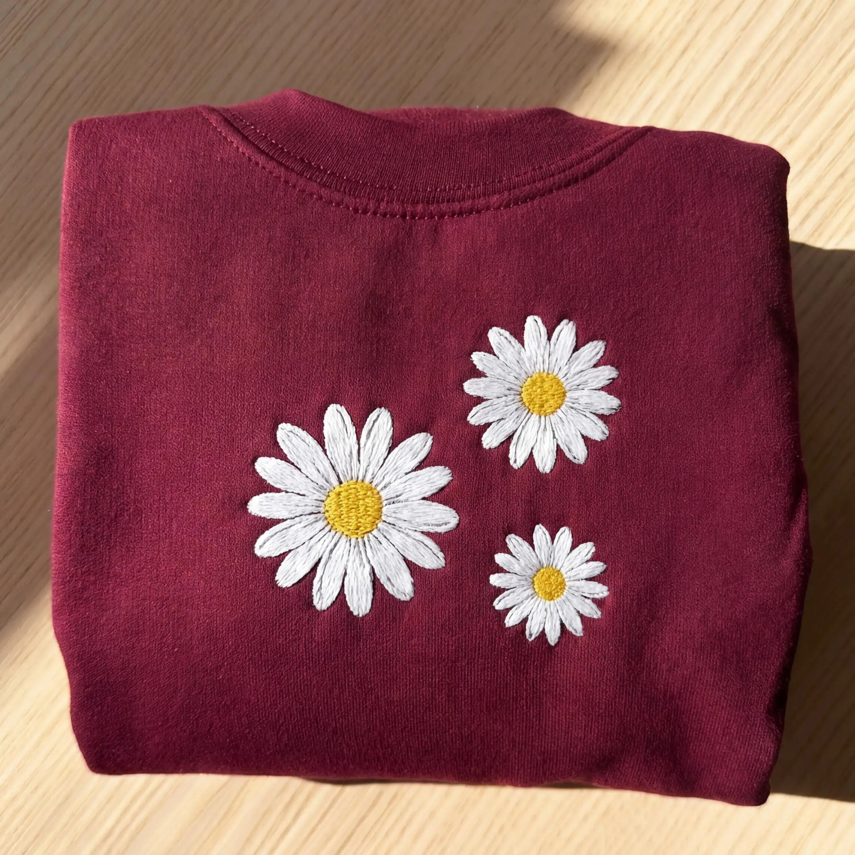 Embroidered Daisy Floral Shirt for Women, Boho Retro Flower Tee, Vintage Aesthetic Spring Summer Top, Cute Hippie Style Graphic Tee