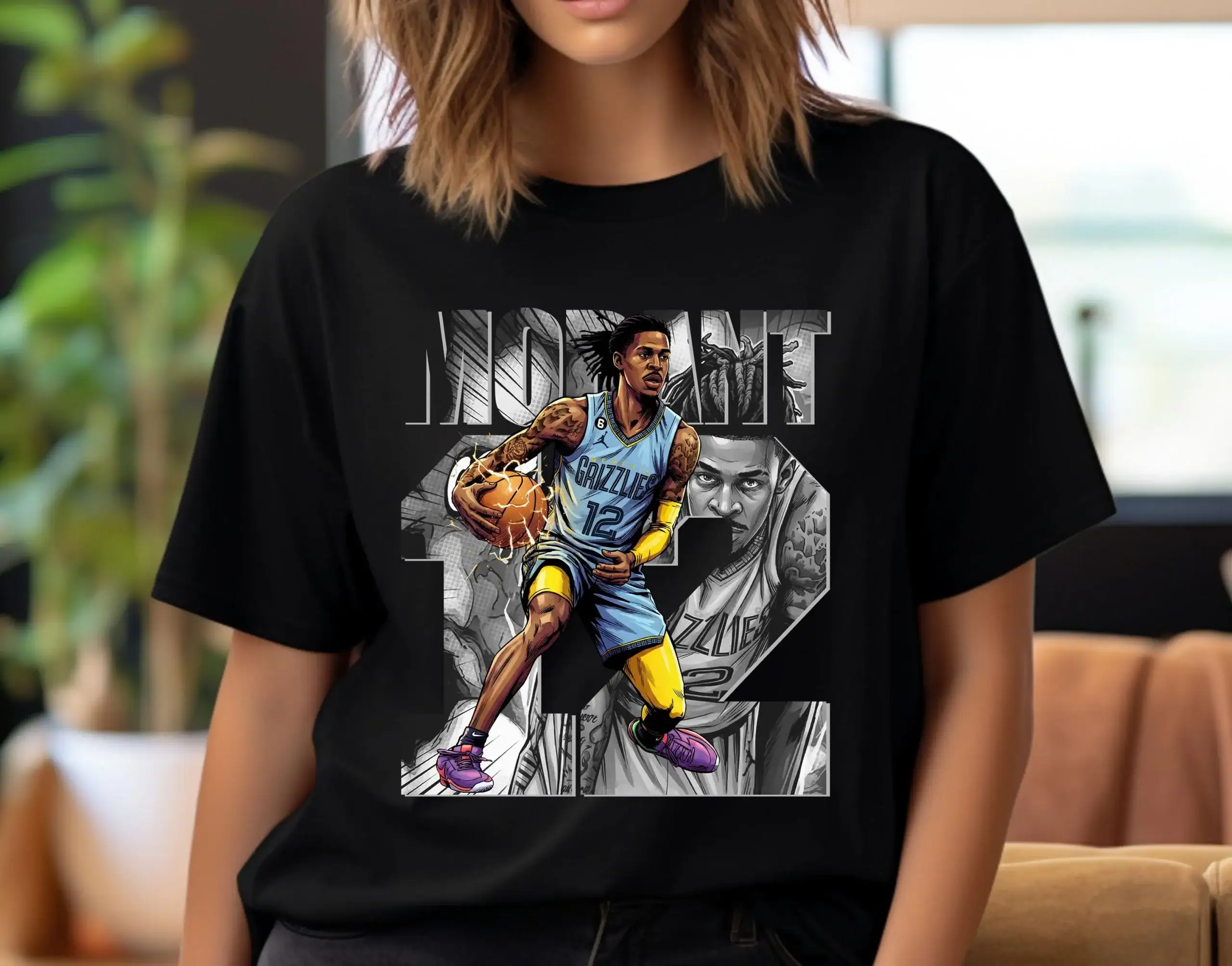 Basketball Player T-Shirt Design: Ja Morant Comics Graphic Shirt Basketball Player T-Shirt Design: Ja Morant Comics Graphic Shirt - Image 1