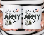 Custom Proud Army Dad Mug Personalized Military Dog Tag Coffee Cup Gift For Veteran Father Fathers Day Gift Idea USA Patriotic Present Dad - Image 4