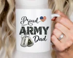 Custom Proud Army Dad Mug Personalized Military Dog Tag Coffee Cup Gift For Veteran Father Fathers Day Gift Idea USA Patriotic Present Dad - Image 3