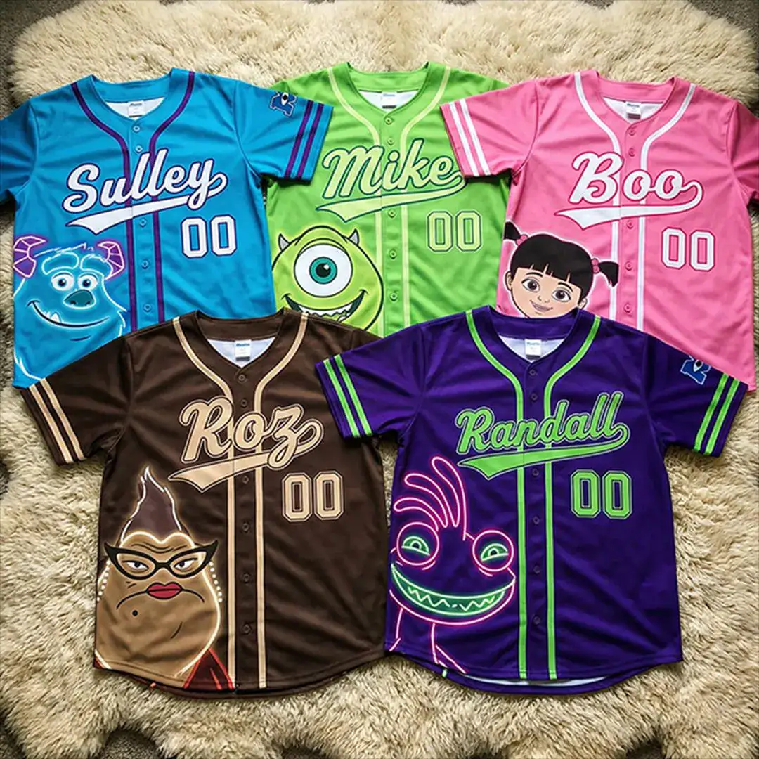 Monsters Inc Baseball Jersey Custom Name, Sulley Mike Shirt, Boo Birthday Outfit, Pixar Monsters Kid Party Family Matching Gift, Y2k Jersey