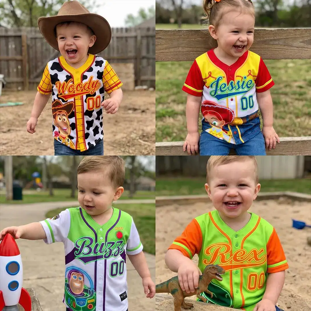 Toy Story Baseball Jersey Custom Name, Woody Buzz Lightyear Jessie Shirt, Toy Story Birthday Outfit, Kids Party Family Gift, Y2k Jersey - Image 3