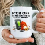 Funny Introvert Mug, Fuck off Social Battery Coffee Mug, Sarcastic Humor Mug, Introvert Gift, Funny Coworker Gift, Anti Social Mug