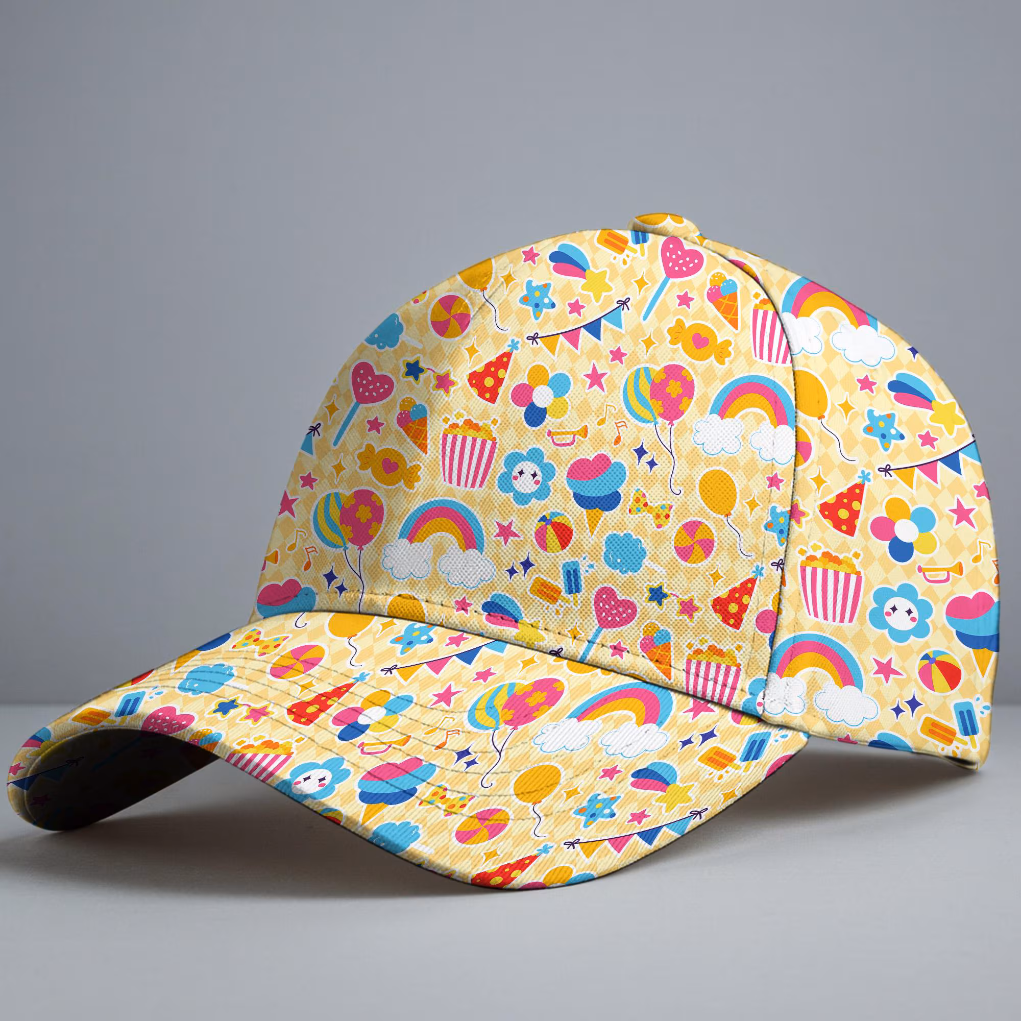 Beach Style Baseball Cap, Colorful Summer Pattern Hat, Tropical Vacation Vibes Cute Kawaii Cap, Hawaii Style Boho Hat