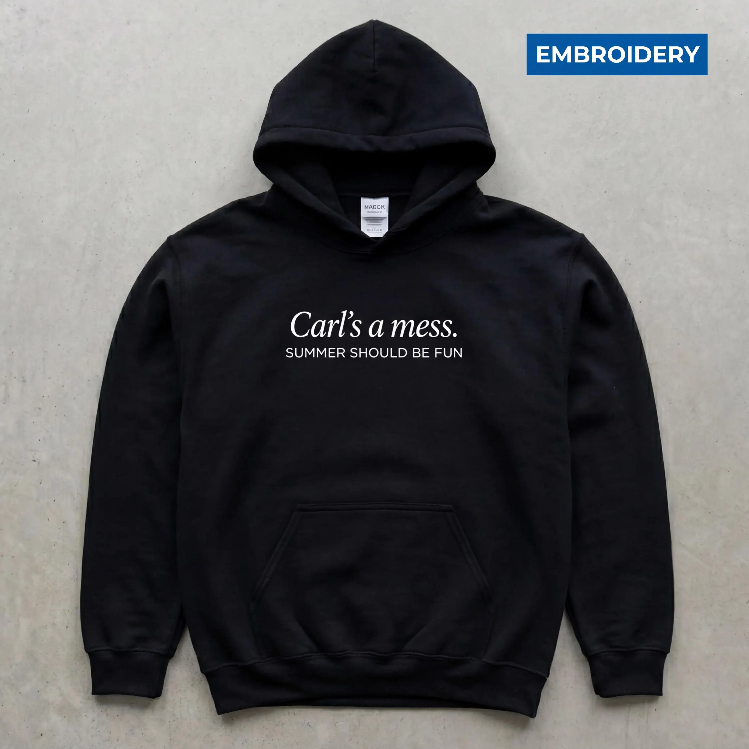 Carls a Mess Embroidered Hoodie, Summer Should Be Fun Quote Sweatshirt, Minimalist Unisex Casual Top, Soft Streetwear Shirt Style Gift