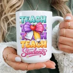 Teach Love Inspire Mug for Teacher, Colorful Teacher Coffee Mug, Teacher Appreciation Gift, End of Year Teacher Gift, Elementary Teacher Mug