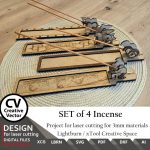 Files for laser cutting SET of 4 Incense , SVG, XCS Dxf  Lightburn and, xTool Ready (Digital Download) Incense holder stand