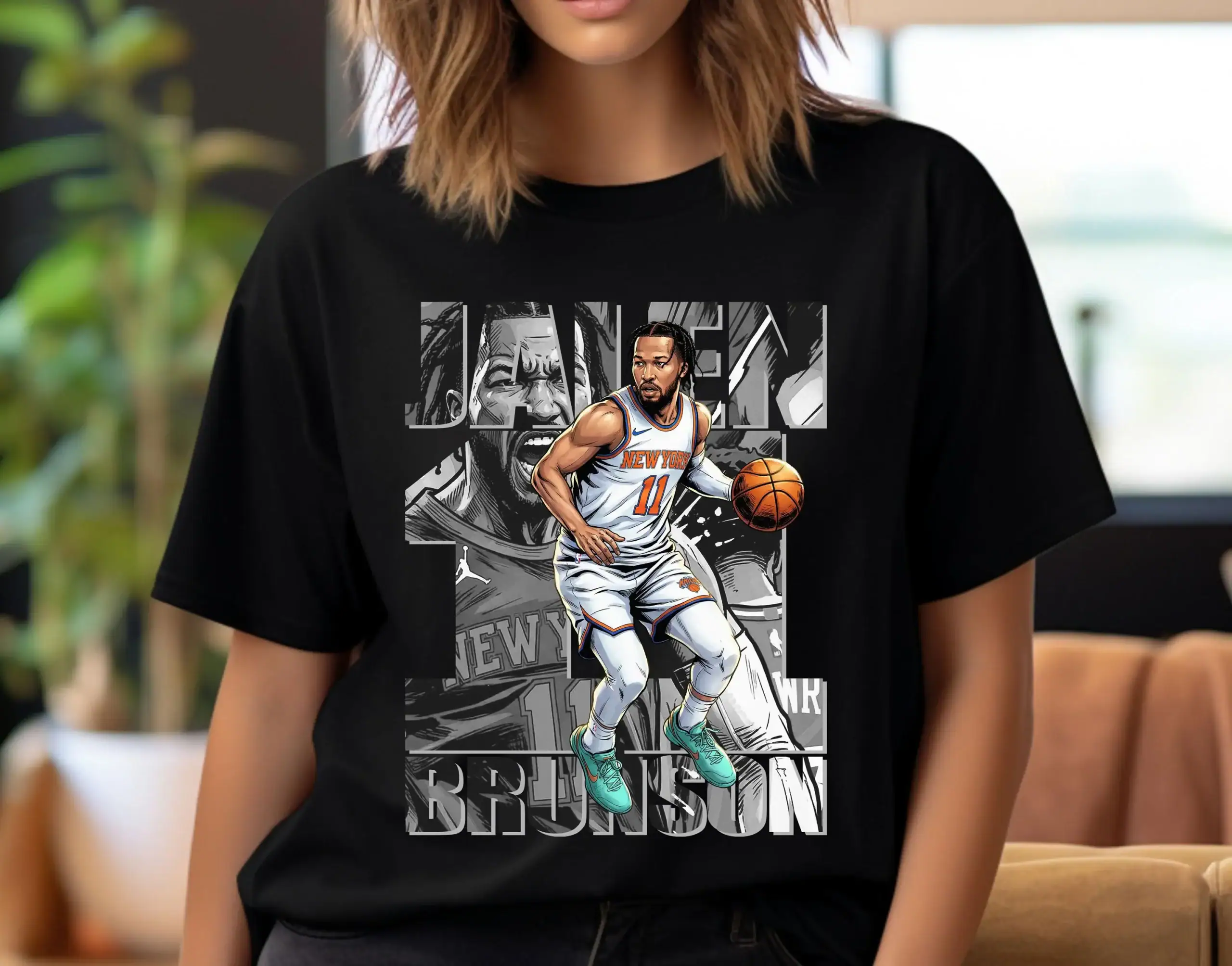 Basketball Player T-Shirt Design: Jalen Brunson Comic Graphic Shirt