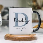 Minimal Daddy Est 2026 Mug Gift Modern Letter D Design Coffee Cup New Dad Pregnancy Announcement Present For Him Keepsake Love Gift Dad Cup