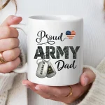 Custom Proud Army Dad Mug Personalized Military Dog Tag Coffee Cup Gift For Veteran Father Fathers Day Gift Idea USA Patriotic Present Dad - Image 2