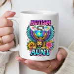 Autism Aunt Gift Mug Colorful Puzzle Piece Leopard Coffee Cup Proud Neurodiversity Supporter Present For Auntie Birthday Day Coffee Mug - Image 4